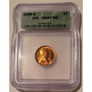 1955 S Lincoln Wheat Cent MS67 RED ICG